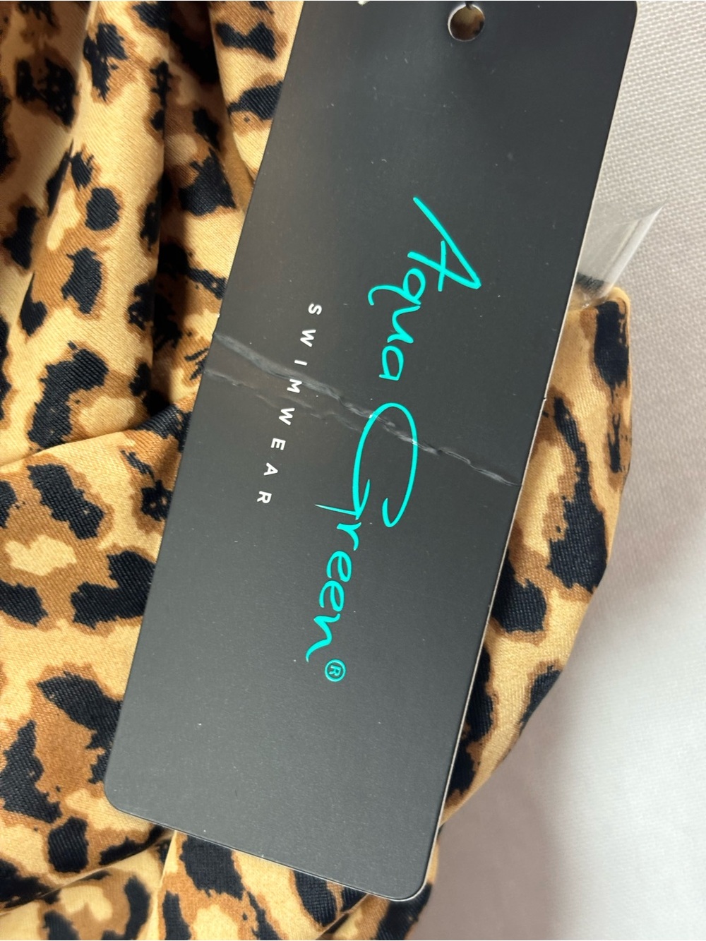 Aqua Green Leopard Print One-Piece Swimsuit - Tan & Black L - Picture 3 of 12